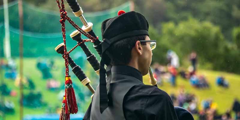 Aaron performing at a Highland Games