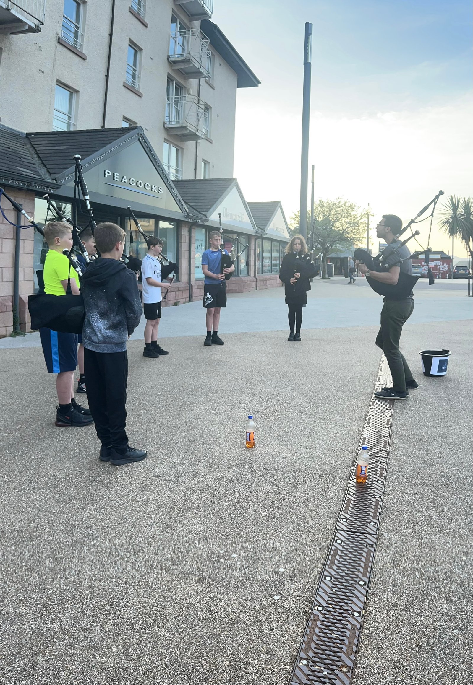 Group of pipers outdoor practice