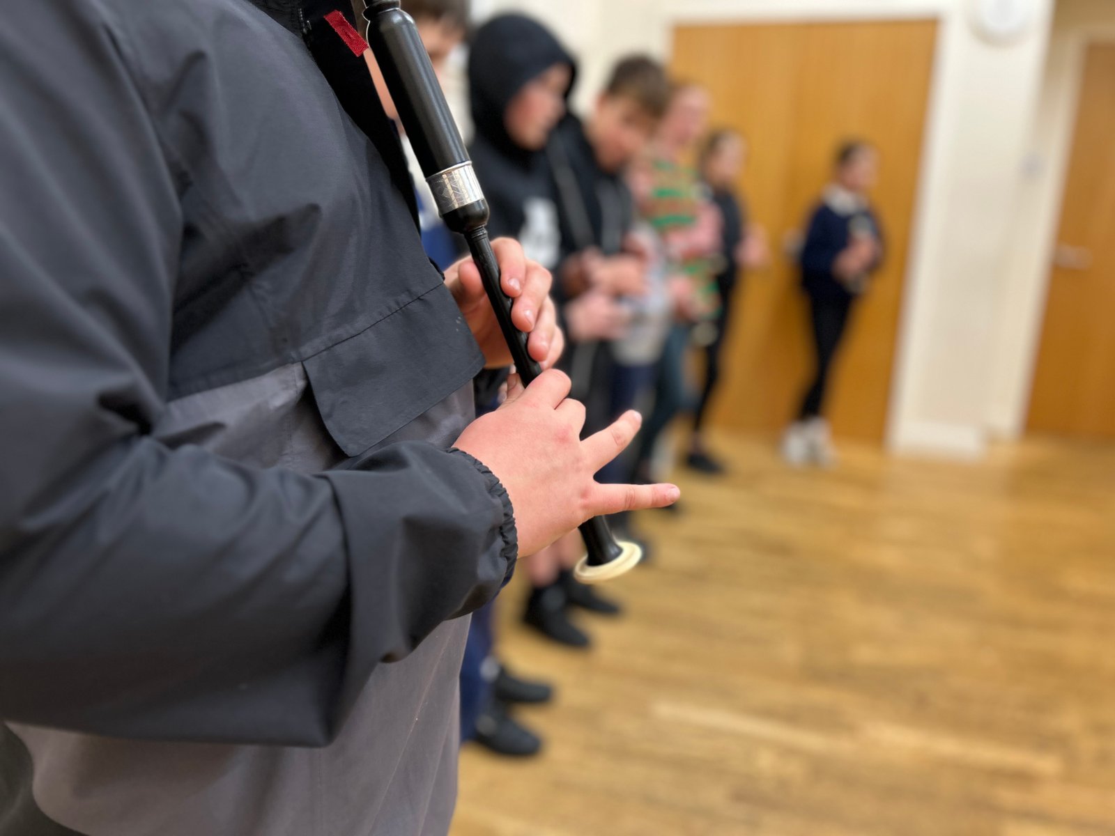 Pupils playing chanter together during Thursday class