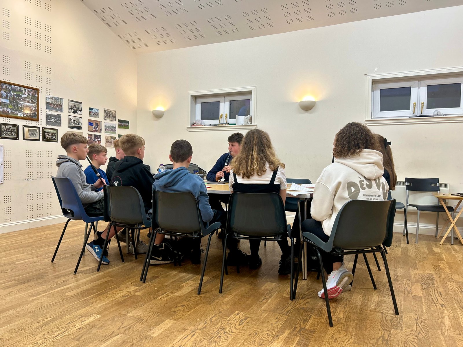 Pipers playing together