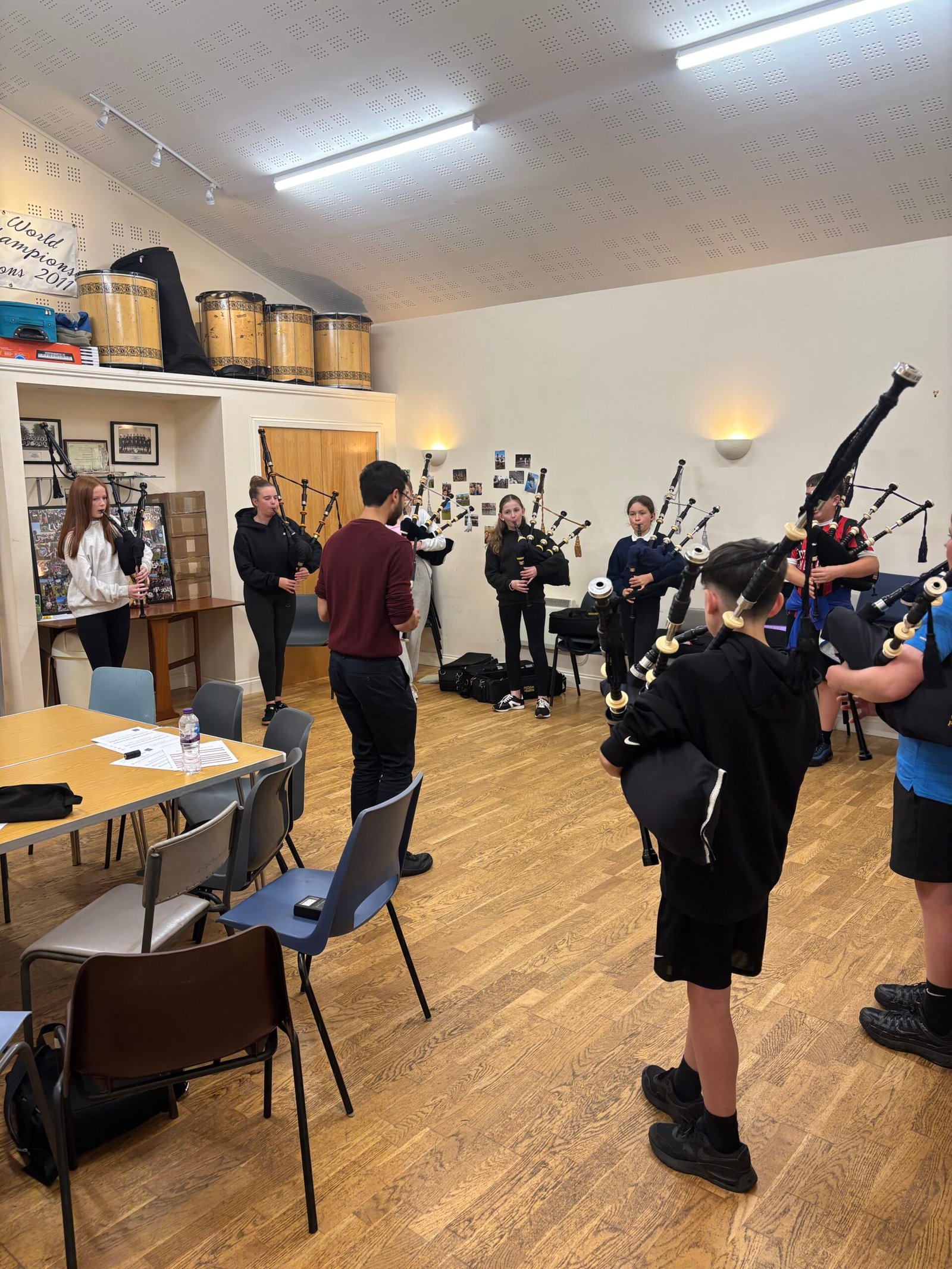 Younger pipers practice